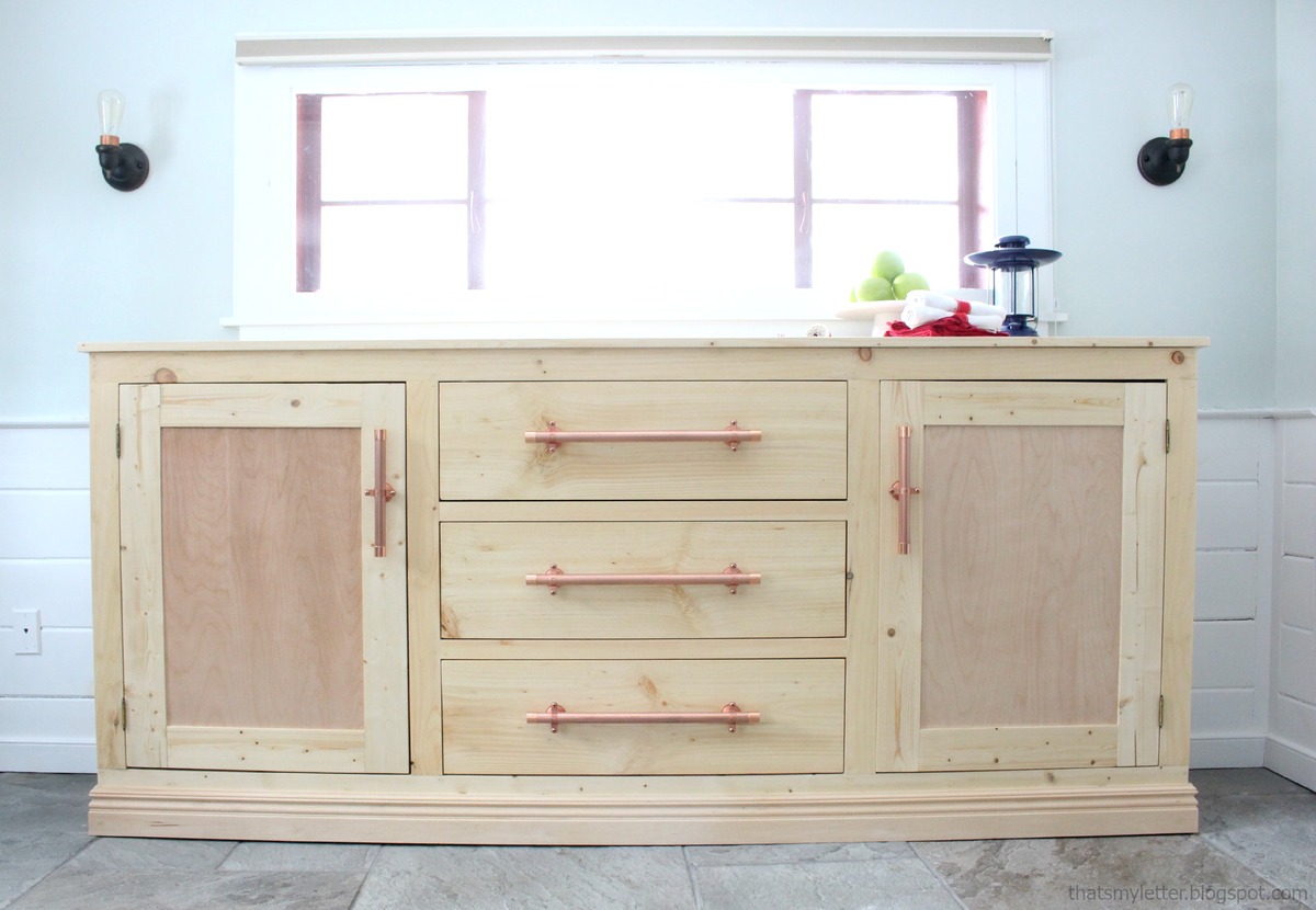 Long white store buffet cabinet